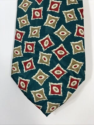 Corbata Oleg Cassini para hombre 3,5 pulgadas de ancho x largo 56 en poliéster verde rojo amarillo Foto 1 de 4