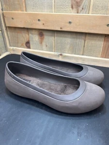 Crocs Womens Brown Flats With Fuzzy Lining Size W9 Comfortable Slip-On Shoes - Picture 1 of 7