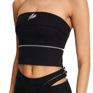I.AM.GIA Elijah Tube Top Womens Medium Black Strapless Cropped Zipper Detail NEW - Picture 1 of 16
