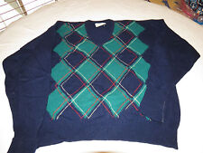 Lord Jeff Virgin Lambswool navy blue grn Mens long sleeve XL sweater shirt EUC@