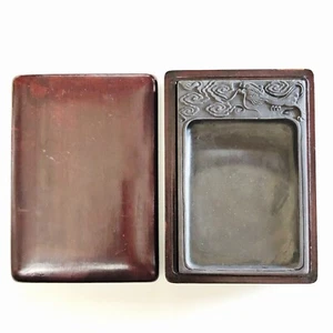 Japanischer Tintenstein Suzuri Luxus Kalligraphie Werkzeug Natur Schwarz Stein Handwerk IS19 - Bild 1 von 18