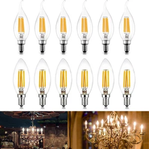 6 Pack E14 LED Bulbs Dimmable 2700K Warm Light 4W C35 LED Candle Bulbs 40 Watt - Picture 1 of 27