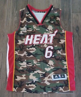 MIAMI HEAT LEBRON JAMES #6 CAMO ADIDAS BASKETBALL JERSEY SIZE M NICE LOOK! - Image 1 of 3