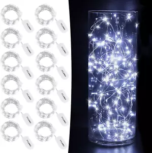 12 PCS Battery Operated Cool White LED Fairy String Lights for Parties and Decor - Picture 1 of 12