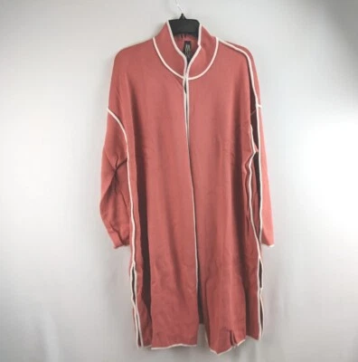 Cárdigan Suéter Largo Marla Wynne Coral Con Tubos Blancos XL Nuevo Con Etiquetas Foto 1 de 4