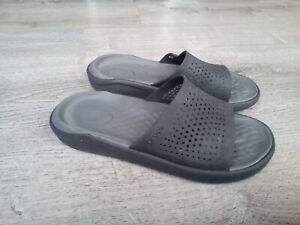 Crocs LiteRide Slides Gray / Black Slip On Comfort M9 / W11 205183-462 Sandals