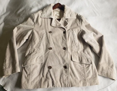 Vintage J Crew Womens Small CREAM Cotton Corduroy Coat Jacket Double Breasted - Image 1 of 4