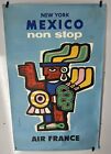 Original Vintage Airline Travel Poster Air France Mexico New York 1950?S