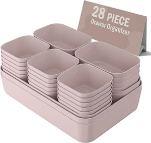 Plastic Drawer Organizers, 28 PCS Drawer Organizer Bins, Bathroom and Vanity Org - Picture 1 of 12