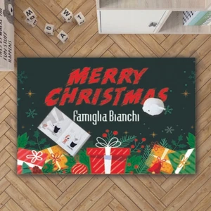 Tappeto Natalizio 2 con Nome Famiglia Personalizzato zerbino varie misure natale - Foto 1 di 2