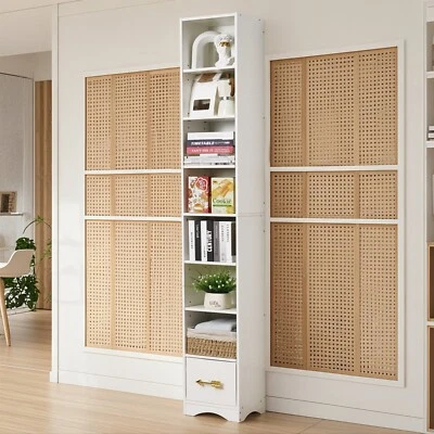 Gabinete de almacenamiento de estantería alto estrecho con estante ajustable para dormitorio cocina Foto 1 de 4