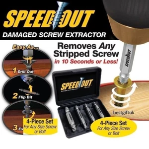 Speed Out Screw Extractor Drill Bits 4 PCS Tool Set Broken Damaged Bolt Remover - Picture 1 of 2