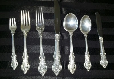 TOWLE EL GRANDEE plata esterlina 7 PIEZAS AJUSTE DE LUGAR cubiertos (servicio 11 disponible) Foto 1 de 4