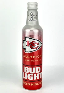 Kansas City Chiefs Super Bowl Champions LIV Miami 2020 Bud Light Aluminum Bottle - Picture 1 of 6