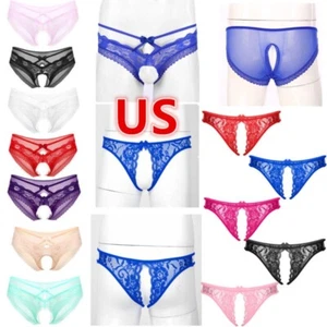 Men Sissy Floral Lace Cutout Briefs Low Rise Panties Mesh Sheer Gay Underwear - Picture 1 of 159