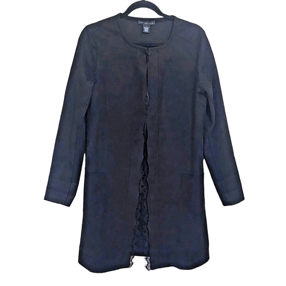 Joan Vass New York Chaqueta Negra Imitación Gamuza Ligera Vaquera Occidental m Foto 1 de 4