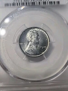 1943 STEEL Lincoln Wheat Cent 1C PCGS MS66 - Picture 1 of 4