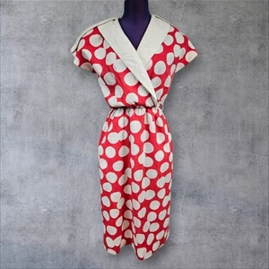 Vintage Saks 5th Avenue Red & White Polka Dot House Dress Size 6 Women's C77 - Picture 1 of 11