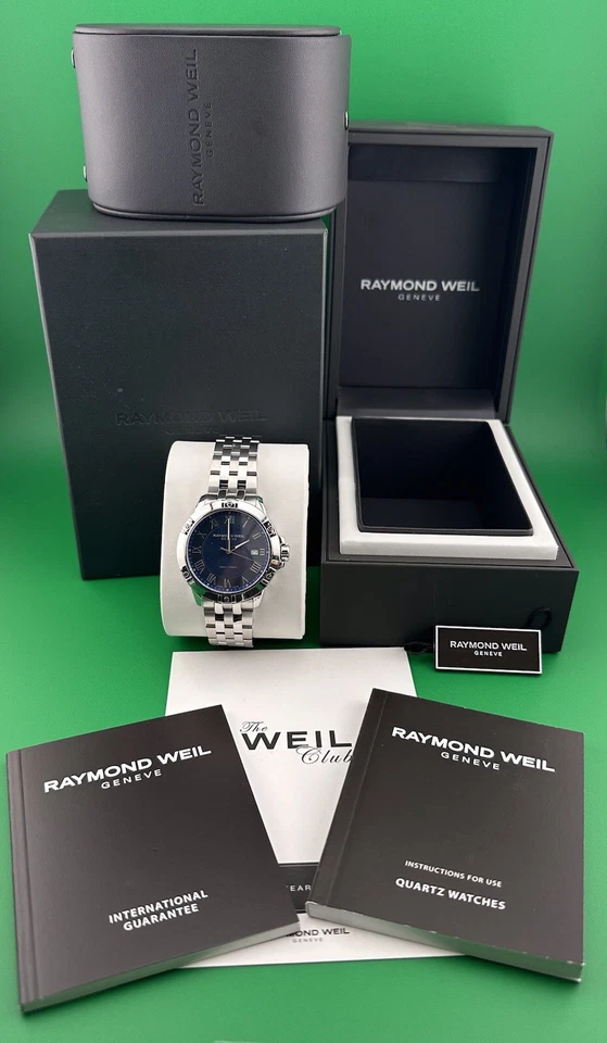 Reloj para hombre Raymond Weil 81601 esfera azul cuarzo acero inoxidable con caja y papeleo Foto 1 de 1