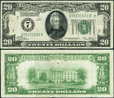 FR. 2050 G $20 1928 Federal Reserve Note Chicago G-A Block VF+ - Image 1 of 3