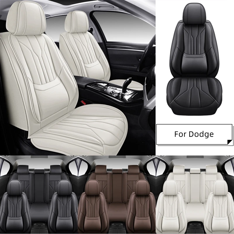 Cubiertas de asiento de auto de cuero PU de cobertura completa de 5 asientos calibre cargador Dodge Ram1500 Foto 1 de 4