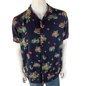 RVCA mens size L shirt black floral tigers custom fit short sleeve summer - Picture 1 of 10