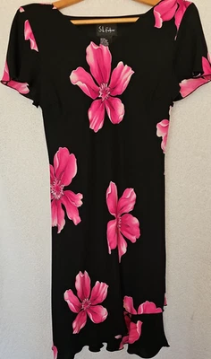 Vestido recto SL Fashions para mujer azul marino y rosa floral en capas talla 16 Foto 1 de 4