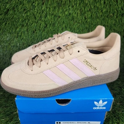 Adidas Handball Spezial Womens Suede Beige Pink Tan Brown Bottom Original JI2651 - Image 1 of 4