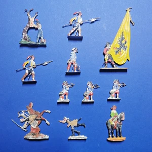 Konvolut, 11  Zinnfiguren, Landsknechte, Fahnenträger, 30 jähriger Krieg, 35 mm. - Bild 1 von 2