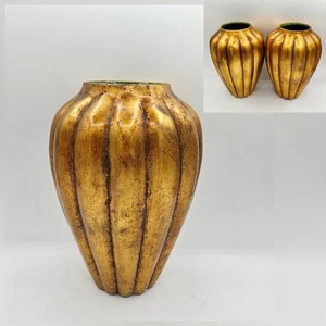 MCM Anthony Freeman McFarlin Vase Gold Green Inside Pottery Ceramic Hollywood - Picture 1 of 8