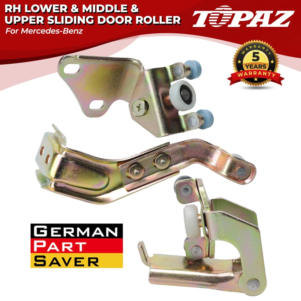 Kit de rodillos de puerta corredera inferior + media + superior derecha de 3 piezas para Mercedes-Benz Foto 1 de 4