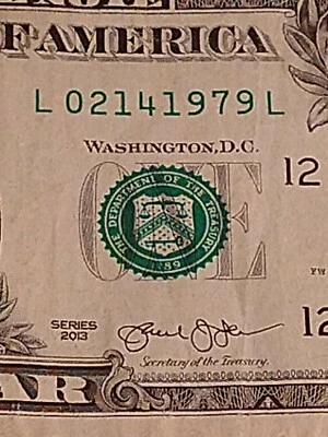 2013 $1 LSAN FRANCISCO BEP VALINTINES DAY BIRTHDATE FEBRUARY 14 1979(L02141979L) - Image 1 of 4