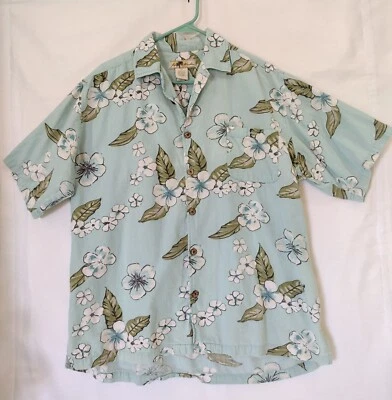 Joe Marlin Hombres XL Camisa Hawaiana Aqua Blanca Tropical Floral Vacaciones Ocio Foto 1 de 4