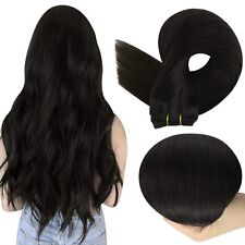 Full Shine Natural Black Weft Hair Extensions Human Hair Full Head Sew in Hum...