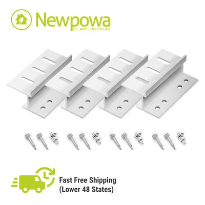 Newpowa Solar Panel Universal Flat Mount Z Large Bracket Kit Roof Wall Set-4