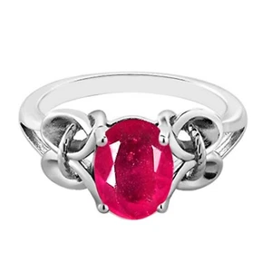 2.00Ct Oval Cut 100% Natural Burmese Red Ruby Solitaire Ring In 14KT White Gold - Picture 1 of 1