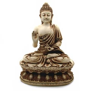 ESTATUA DE BUDA 9" Grande Color Marfil Resina Icono Budista Shakyamuni ALTA CALIDAD - Imagen 1 de 6