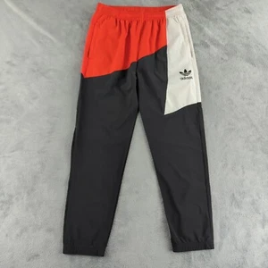 Adidas Track Pants Youth Large Black Red White Trefoil Colorblock Joggers - Picture 1 of 12