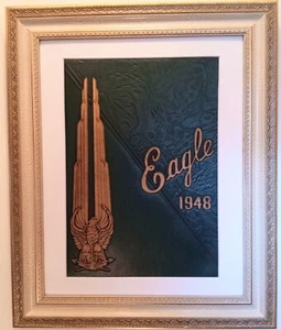 Vintage 1948 Mid Century Modern Art Deco Eagle Embossed Framed Wall Art MCM  - Picture 1 of 5