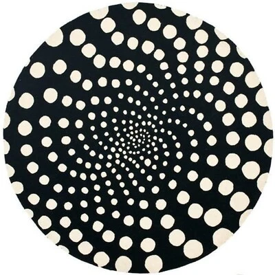 Polka Dot Rugs for living room and bedroom black and white colour 4x4 feet Round - Image 1 of 3
