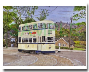 Sheffield Corporation's last real tram in Stubbin Lane framed picture - Picture 1 of 1