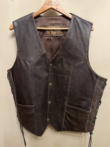 Leather Gallery Brown Vest Large Biker Motorcycle Live To Ride - Picture 1 of 9