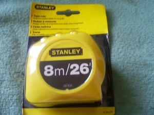 STANLEY 8M 26' YELLOW MEASURING TAPE 0-30-456 MADE IN USA - Picture 1 of 6