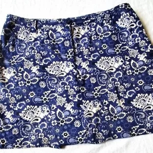 Karen Scott Navy Blue & White Floral Front Zippered Sz. 14 Skort with Po… - Picture 1 of 11
