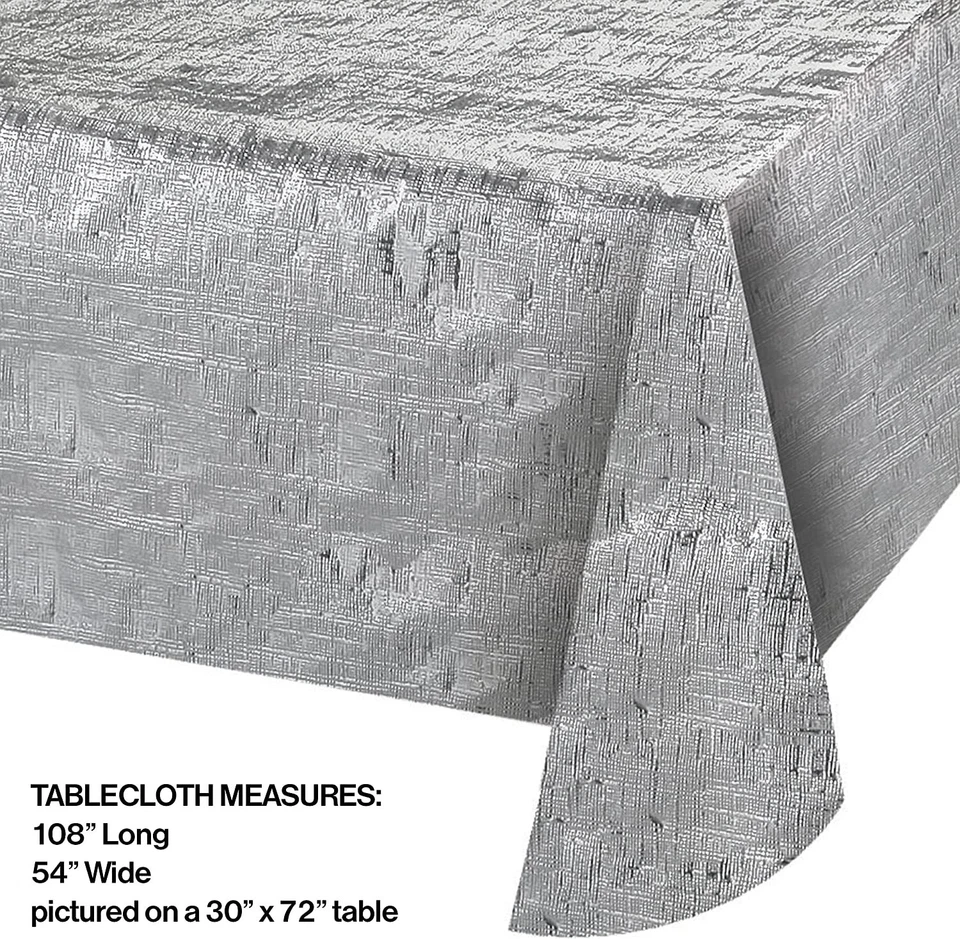Metallic Silver Metallic Tablecover 54 x 108 Solid  - Image 1 of 1