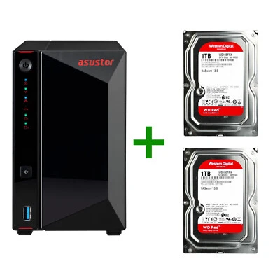 ASUSTOR NIMBUSTOR 2 AS5202T 2-Bay NAS 2XLAN 2.5GbE HDMI 2X1TB - Image 1 of 4