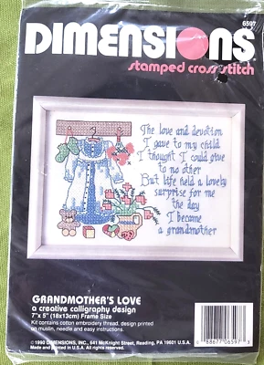 Dimensions Stamped Cross Stitch Kit #6507 7" x 5" Grandmother's Love New Vintage - Image 1 of 4