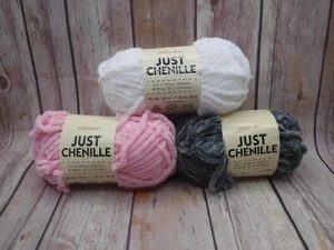 Premier Just Chenille Yarn Lot 3 Skeins CHOOSE COLOR Lemon Cocoa Flamingo Yellow - Picture 1 of 22