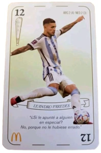 Tarjeta de fútbol Panini McDonald's Argentina #12 Leandro Paredes Copa Mundial de la FIFA  - Imagen 1 de 2