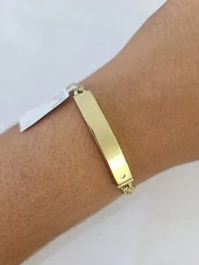 10k Chino ID Bracelet Yellow Gold Box Lock Real 10kt 5.5" - Picture 1 of 9